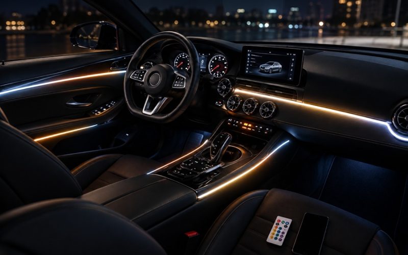 Cum transformi un interior auto complet negru cu ajutorul luminilor ambientale